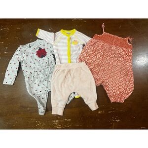 4-Piece Baby Girls Bundle Set - Gray, Pink, Yellow, Coral